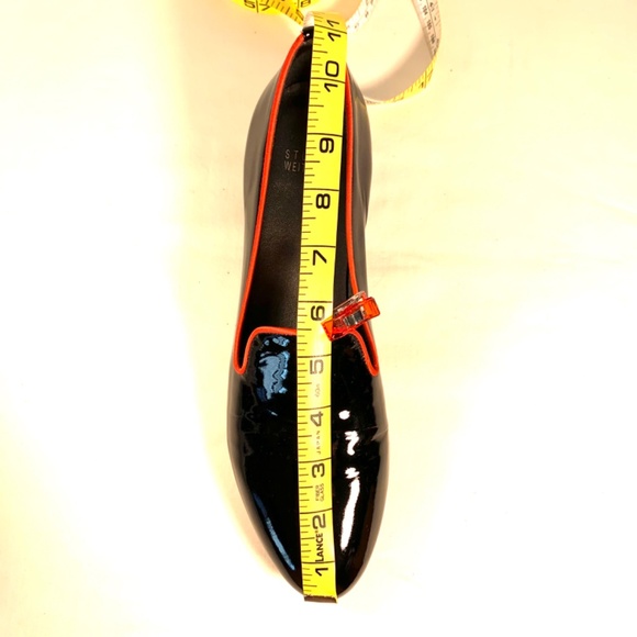 Stuart Weitzman Sleek Black Patent Leather Loafers with Red Piping Accent Size 9 - Picture 9 of 11